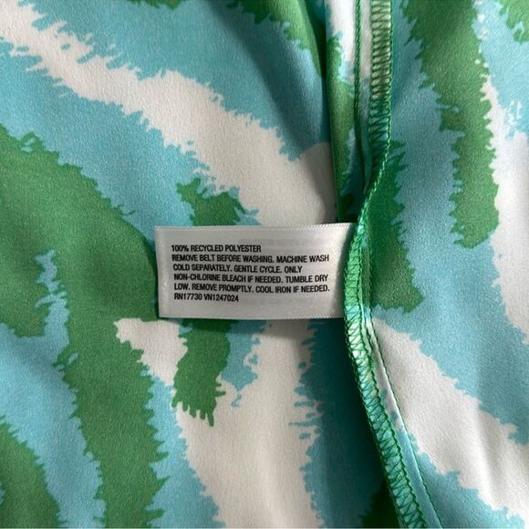 DVF x Target XL Disco Zebra White Blue Green Long Satin Belted Open Front - Picture 14 of 16